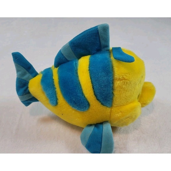 Vintage Disneyland Little Mermaid Flounder 9" Plush Yellow Fish Stuffed Animal - Picture 3 of 5